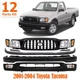Front Bumper Kit Primed + Grille + Headlights For 2001-2004 Toyota Tacoma 2WD