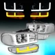 For 2001-2006 GMC Sierra Yukon Denali Switchback LED DRL Pair Headlights Chrome