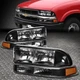 Black Amber Corner Headlights For 98-04 CHEVY S10 BLAZER Factory Bumper Headlamp