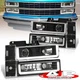 Black LED Projector Head Lights +Corner Bumper For 1988-1993 Chevy C10 C/K Truck