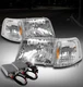 93-97 FORD RANGER CHROME HEADLIGHT W/CORNER SIGNAL LAMP+50W 6000K HID LEFT+RIGHT