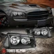 Fits 2006-2010 Dodge Charger [Black/Clear] Crystal Corner 4PC Headlight Headlamp