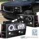 Fits 94-98 GMC C10 C/K Sierra Suburban Black Projector Headlights+Corner+Bumper
