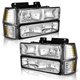 Pair Headlights + Bumper Lamps For 1994-1998 Chevy Silverado C/K 1500 2500 LH+RH