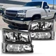 For 2003-2006 Chevy Silverado Avalanche Black Headlights Bumper Lamps 03-06