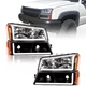 Fit For Chevy Silverado Avalanche 2003-07 Clear Headlights Bumper Lamps LED DRL