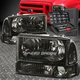 FOR 99-04 FORD SUPER DUTY SMOKED HOUSING CLEAR CORNER HEADLIGHT LAMPS+TOOL SET