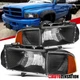Fit 1999-2002 Dodge Ram 1500 2500 3500 Sport Black Headlights+Corner Signal Lamp