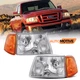 For 2001-2011 Ford Ranger XL XLT Clear Headlights Chrome+Corner Light Left+Right