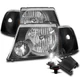 FOR 02-05 FORD EXPLORER REPLACEMENT HEADLIGHTS HEADLAMP LAMP BLACK W/50W 8K HID