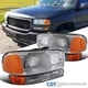 Fits 1999-2006 GMC Sierra Yukon XL 1500 2500 Clear Headlights+Bumper Lamps 99-06