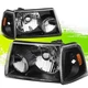 Factory Style Halogen Headlight Lamps for Ford Ranger 01-11 Black Amber Pair