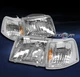 1993-1997 FORD RANGER PICKUP TRUCK HEADLIGHTS W/CORNER TURN SIGNAL LAMPS CHROME