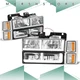 Fits 94-00 Chevy C/K Suburban F-LED DRL Headlight Turn Signal Lamps Chrome