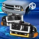 For 98-04 Chevy Blazer S10 Switchback U-Tube LED DRL Headlights Black/Amber