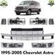 Front Grille Assembly Chrome & Black & Headlights For 1995-2005 Chevrolet Astro