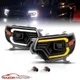 [LED C Light Bar] 2012-2015 Fit Toyota Tacoma Black Switchback Headlights L+F