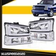 Fit 03-07 Chevy Silverado Avalanche LED DRL Headlights Bumper Lamps Chrome/Clear