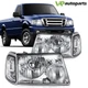 For Ford Ranger 2001-2011 Chrome Housing Clear Lens Headlights Assembly Pair