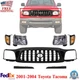 Front Grille Assembly Kit 7pcs For 2001-2004 Toyota Tacoma with Headlight Filler
