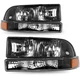 For 1998-2005 Chevy s10 Blazer Black/Amber Headlights Assembly Bumper Headlamps