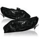 Honda Civic 4Dr Jdm Diamond Smoke Lens Headlights Pair