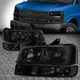 For 03-24 Chevy Express GMC Savana Smoked Lens Headlights Bumper Lamp Assembly
