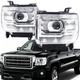 Headlights HeadLamp For GMC Sierra 2014-2018 W/O DRL Chrome Housing Clear Pair