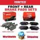 MINTEX FRONT + REAR Axle BRAKE PADS SET for NISSAN PRIMASTAR Bus 2.0 2006->on