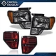 Clear Black Headlights+Red Tail Lights Set Fit For 2009-2014 Ford F-150 F150
