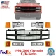 Front Grille + Headlights & Side Marker Lamps For 1994-2000 Chevrolet C/K-Series