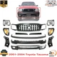 Front Primed Bumper Kit +Grille + Headlights +Brackets For 2001-04 Toyota Tacoma