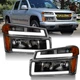 Fit For 2004-2012 Chevy Colorado GMC Canyon LED DRL Smoked Headlights Lamps Pair Fit For 2004-2012 Chevy Colorado GMC Canyon LED DRL Smoked Headlights Lamps Pair
