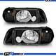 Fit 1987-1993 Ford Mustang Black Headlights + Corner Parking Lights 6pcs Set