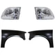 Fender and Headlight Kit For 2001-2003 Ford F-150 Primed Front Left and Right