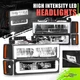 LED Headlight+Signal+Amber Corner Lamp w/ DRL Tube for Chevy C/K 88-93 Black