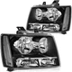 For 2007-2013 2014 Chevy Avalanche Tahoe Suburban Black Headlight Assembly Pair
