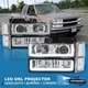 For 94-98 Chevy C10 C/K Chrome LED DRL Projector Headlights + Bumper Corner Lamp