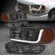 FOR 01-07 GMC SIERRA/YUKON DENALI LED DRL SMOKED AMBER HEADLIGHTS+BUMPER LAMPS