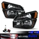 Headlights for 02-06 Chevy Avalanche Body Cladding Singal Bumper Lamps w/Bulbs