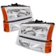 Pair Chrome Headlights+Bumper Lamps LED DRL For 03-07 Chevy Silverado Avalanche