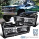 Black Fits 1988-1998 Chevy GMC C10 C/K Headlights Headlamps Assembly Replacement