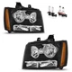 For 2007-2014 Chevy Suburban Tahoe Avalanche Black Headlights W/Bulbs L+R Pair
