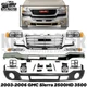 Front Bumper Chrome Kit + Grille + Lights for 2003-2006 GMC Sierra 2500HD 3500