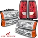 For 2003-2006 Chevy Silverado Chrome Housing Headlights & Red Tail Lights