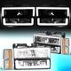 For 1994-2000 Chevy C/K 1500-3500 Suburban Square-LED DRL Headlight Chrome/Amber