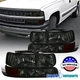 Smoke Headlights + Bumper For 1999-2002 Chevy Silverado 2000-2006 Tahoe Suburban