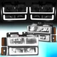 For 1988-1993 Chevy C/K Pickup Suburban U-LED Bar DRL Headlights Black/Amber