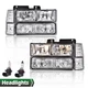 Fit For 94-99 Chevy C/K 1500/2500/3500 Chrome Housing Headlights Clear Reflector
