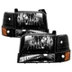 For Ford F-150 1992-1996 Spyder Driver & Passenger Side Black Euro Headlights